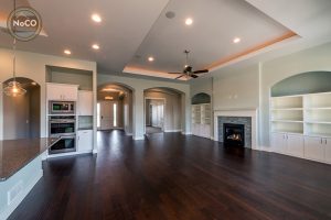 colorado custom home living room hardwood floors