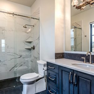 colorado custom home bathroom marble shower