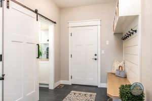 modern farmhouse style mudroom colorado home