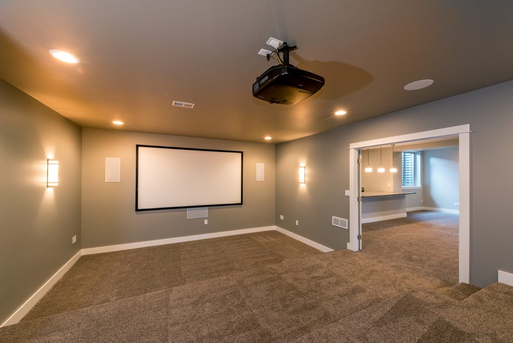 Custom basement home theater in a Northern Colorado home