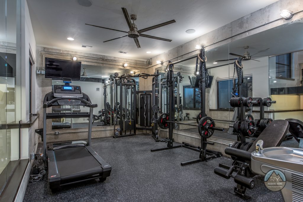 Custom basement home gym in a Northern Colorado home