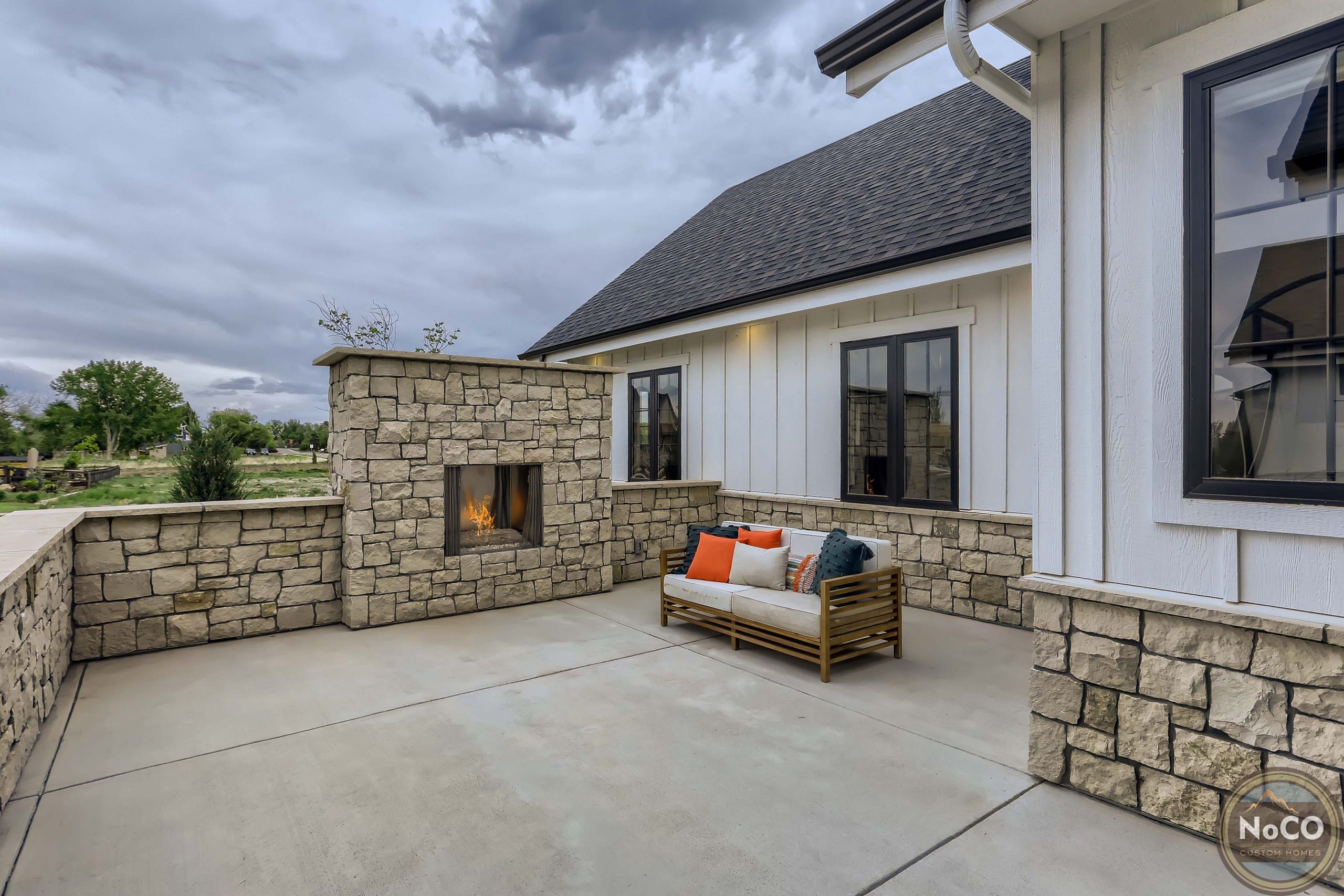 colorado custom home outdoor fireplace