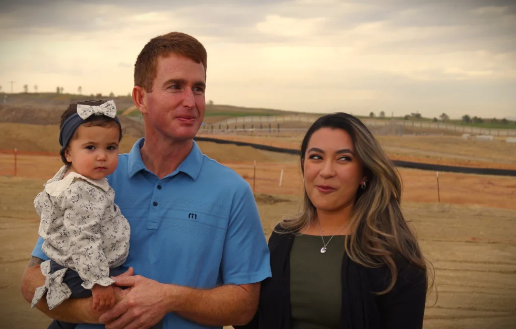 the bare family at custom home ground breaking ceremony