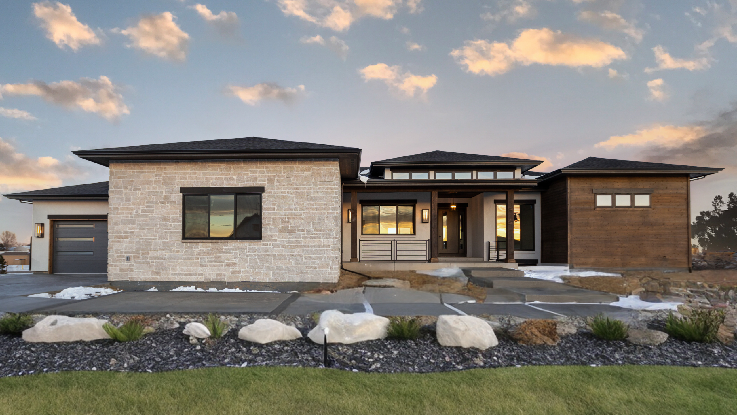 Northern Colorado custom home with mountain views and outdoor living space